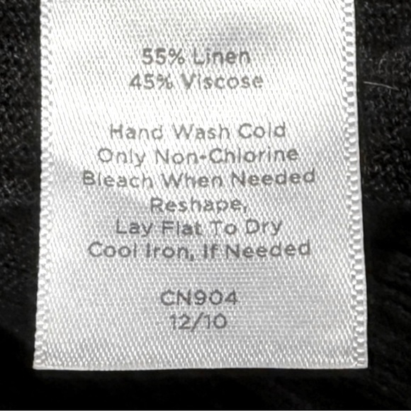 Talbots XL Black Linen Blend Roll Tab Sleeve Open Cardigan Lightweight Classic - Picture 8 of 8